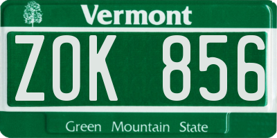 VT license plate ZOK856