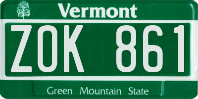 VT license plate ZOK861