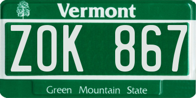 VT license plate ZOK867