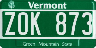 VT license plate ZOK873