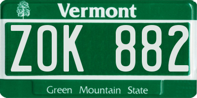 VT license plate ZOK882