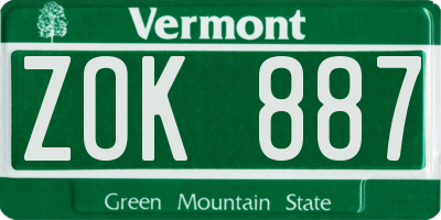 VT license plate ZOK887