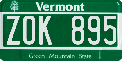 VT license plate ZOK895