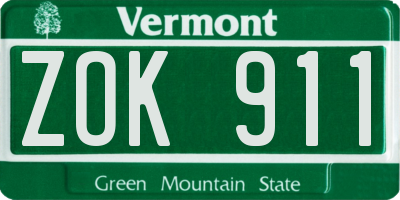 VT license plate ZOK911