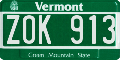 VT license plate ZOK913