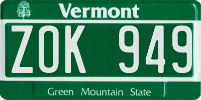VT license plate ZOK949