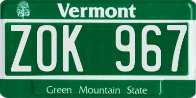 VT license plate ZOK967