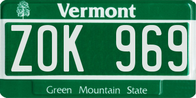 VT license plate ZOK969