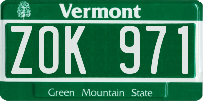 VT license plate ZOK971