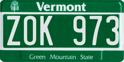 VT license plate ZOK973