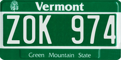 VT license plate ZOK974