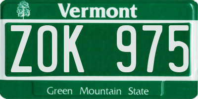 VT license plate ZOK975