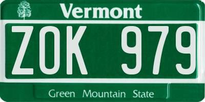 VT license plate ZOK979