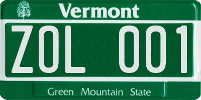 VT license plate ZOL001