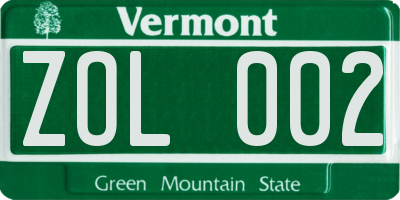 VT license plate ZOL002