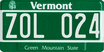 VT license plate ZOL024
