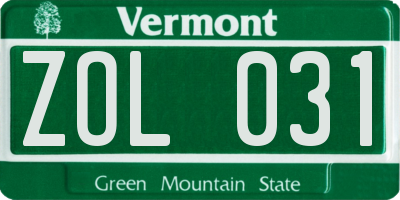 VT license plate ZOL031