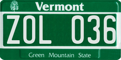 VT license plate ZOL036
