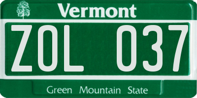 VT license plate ZOL037