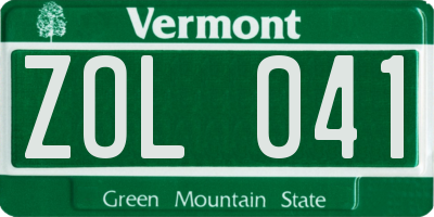 VT license plate ZOL041