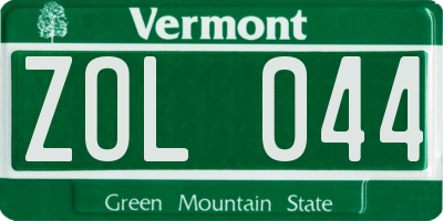 VT license plate ZOL044