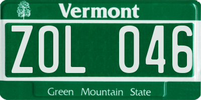VT license plate ZOL046