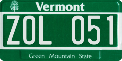 VT license plate ZOL051