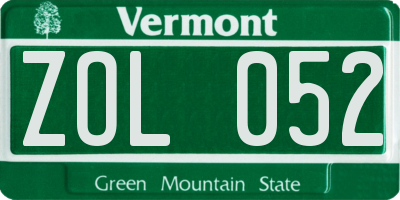 VT license plate ZOL052