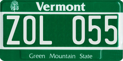 VT license plate ZOL055