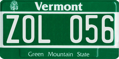 VT license plate ZOL056