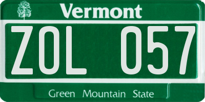 VT license plate ZOL057