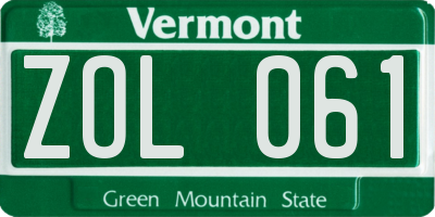 VT license plate ZOL061