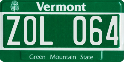 VT license plate ZOL064