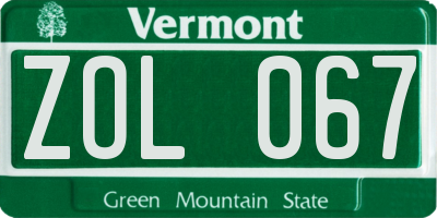 VT license plate ZOL067