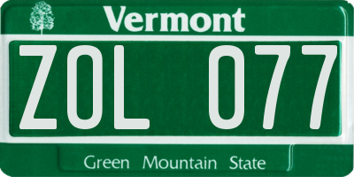 VT license plate ZOL077