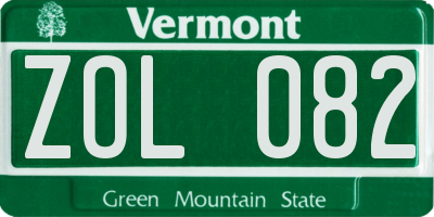 VT license plate ZOL082