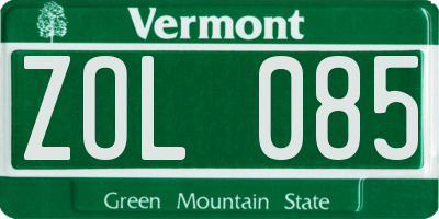 VT license plate ZOL085