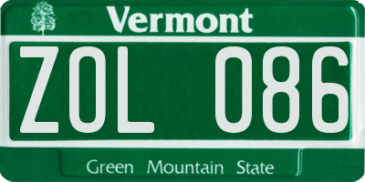 VT license plate ZOL086