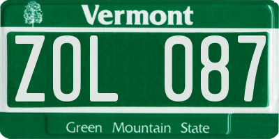 VT license plate ZOL087