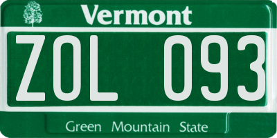VT license plate ZOL093