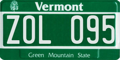 VT license plate ZOL095