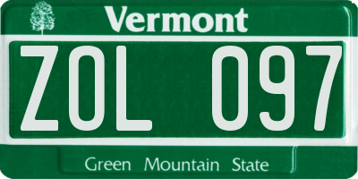VT license plate ZOL097