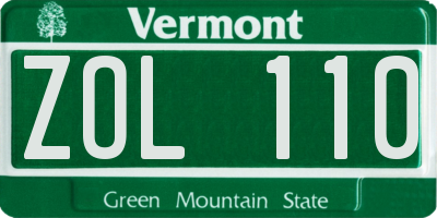 VT license plate ZOL110
