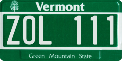 VT license plate ZOL111