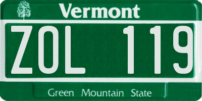 VT license plate ZOL119