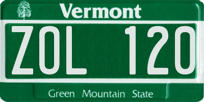 VT license plate ZOL120