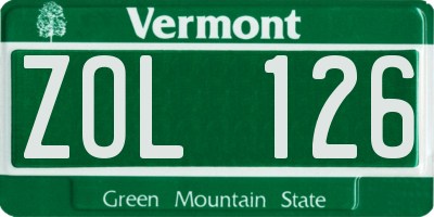 VT license plate ZOL126