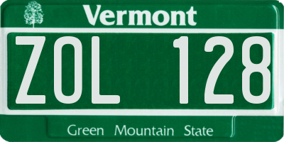 VT license plate ZOL128