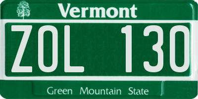 VT license plate ZOL130