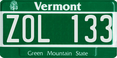 VT license plate ZOL133